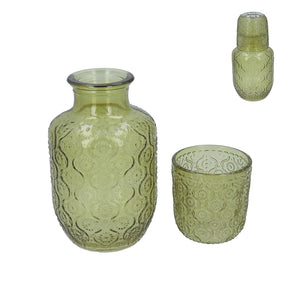 Olive Green Daisy Carafe Set