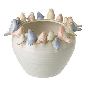 Medium Pot with Coloured Birds