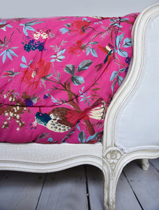 Double Quilted Throw - Hot Pink Birds