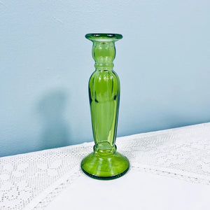 Recycled Glass Candlestick - Apple Green