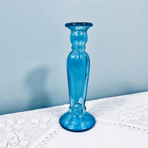 Recycled Glass Candlestick - Aqua Blue