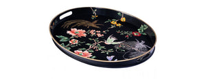 Handpainted Oval Tray Black