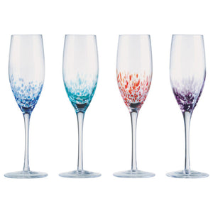 Glassware - Set of 4 Speckle Champagne Flutes