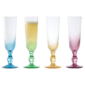 Glassware - Set of 4 Swirl Champagne Flutes