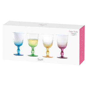 Glassware - Set of 4 Swirl Wine Glasses